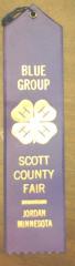 Scott County Fair 4-H Prize Ribbon, Jordan, 1995