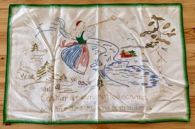Embroidered Summer Scene Wall Hanging: Wall Hanging