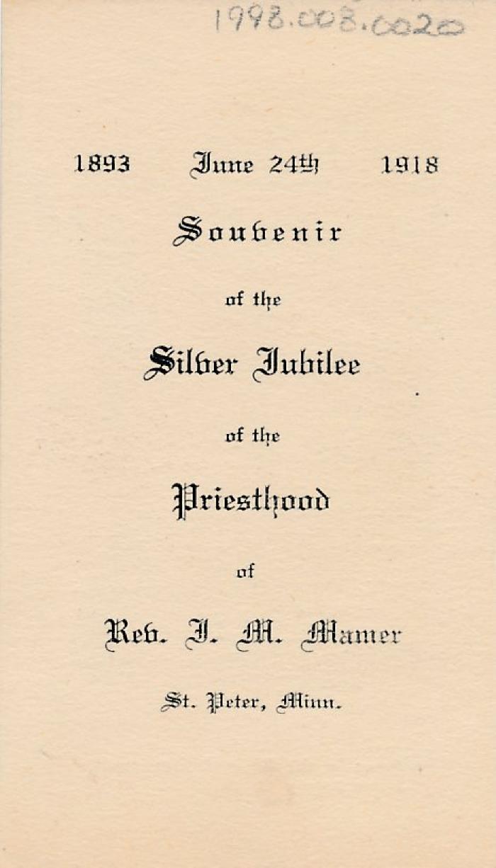 Service Anniversary Card, St. Joseph, 1928