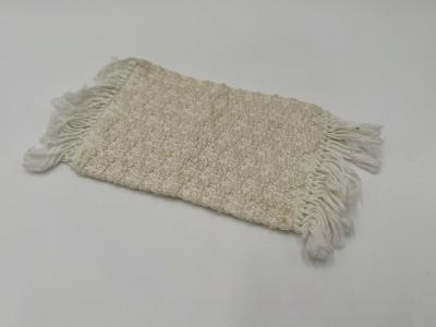 White Woven Area Rug with Fringe: Doll Furniture