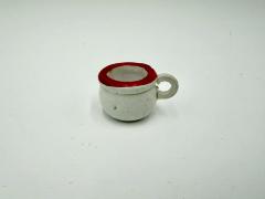 White Wood Cup with Red Rim: Doll Furniture