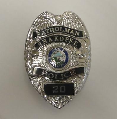 Shakopee Police Department Patrolman's Badge, Shakopee, 1990