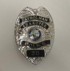 Shakopee Police Department Patrolman's Badge, Shakopee, 1990