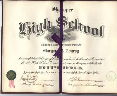 Shakopee High School Diploma, Shakopee,
