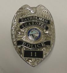 Shakopee Police Department Patrolman's Badge, Shakopee, 1980