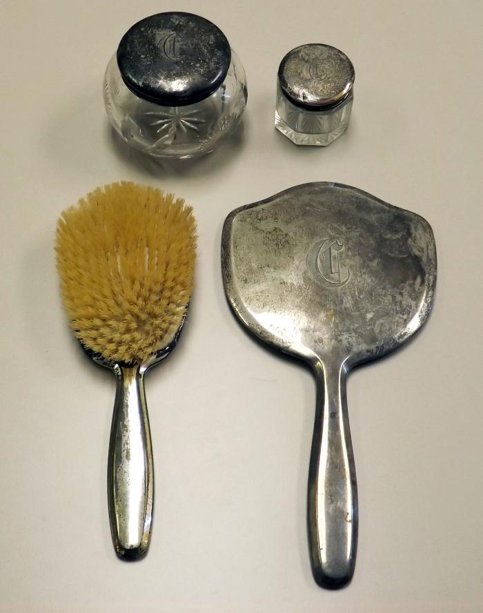 Sterling Silver 4-Piece Mirror & Brush Set - Cora Coller, Shakopee, 1909