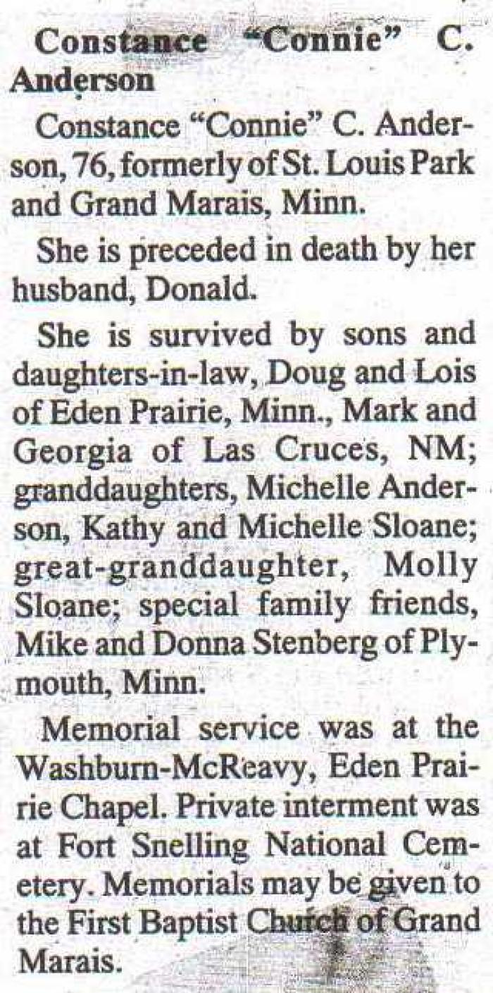 Anderson, Constance C "Connie"
