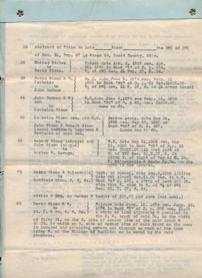 Title Abstract - Land Near Hamilton (Savage).....Includes Landowners, 1857-1910, Was Then Property of  Dan Patch Realty Company
