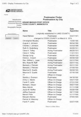 Postmasters by City