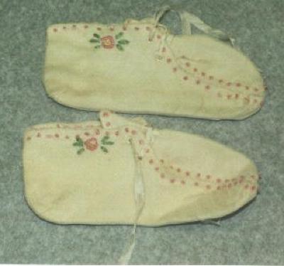 White Silk Baby Booties, New Prague, 1930-1935