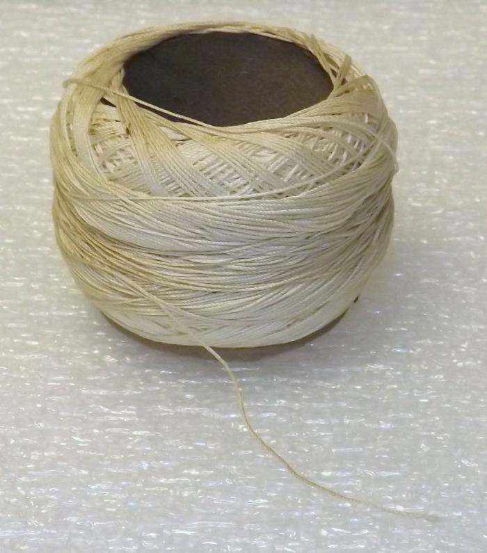 White Cotton Crochet Thread Spool, New Prague, 1950