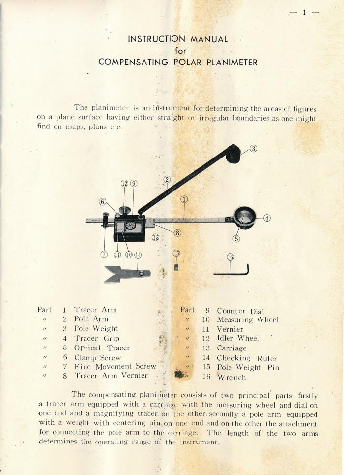 Instruction Manual for Compensating Polar Planimeter