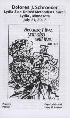 Prayer Card for Dolores Schroeder