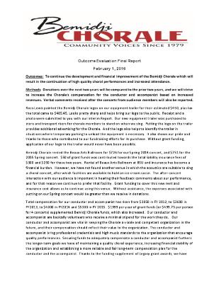 Bemidji Chorale Outcome Evaluation Final Report 