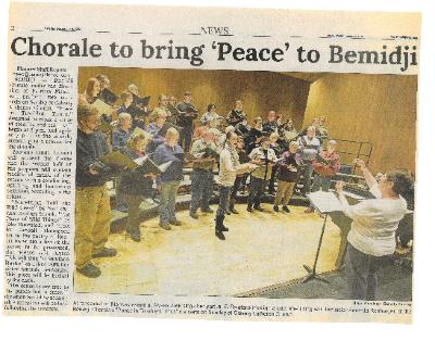 Newspaper clipping on Bemidji Chorale 