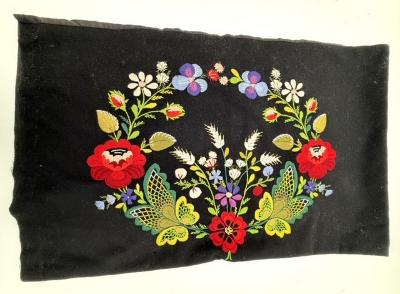 Black Wool Pillow Cover with Dala Floda Embroidery: Pillow Cover
