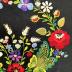 Black Wool Pillow Cover with Dala Floda Embroidery: Pillow Cover