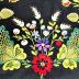 Black Wool Pillow Cover with Dala Floda Embroidery: Pillow Cover