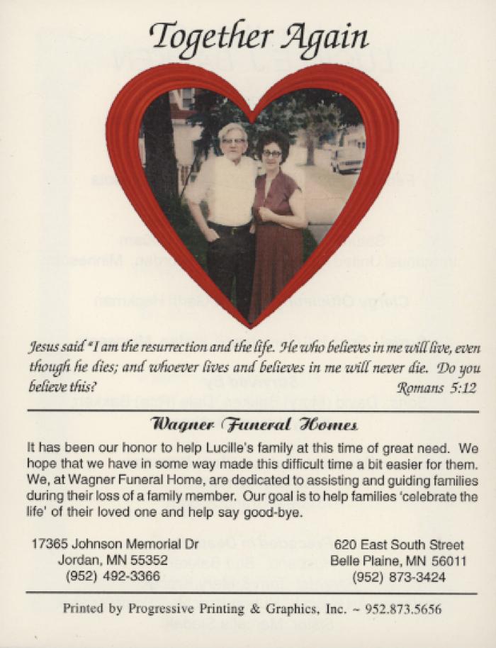 Prayer Card for Lucille Bakken