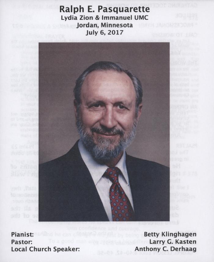 Prayer card for Ralph E. Pasquarette
