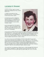 Memorial Bulletin for Lorraine A. Kreuser