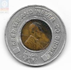 Encased 1946 D Cent - Worthington, Minn. - Dingler Sporting Goods
