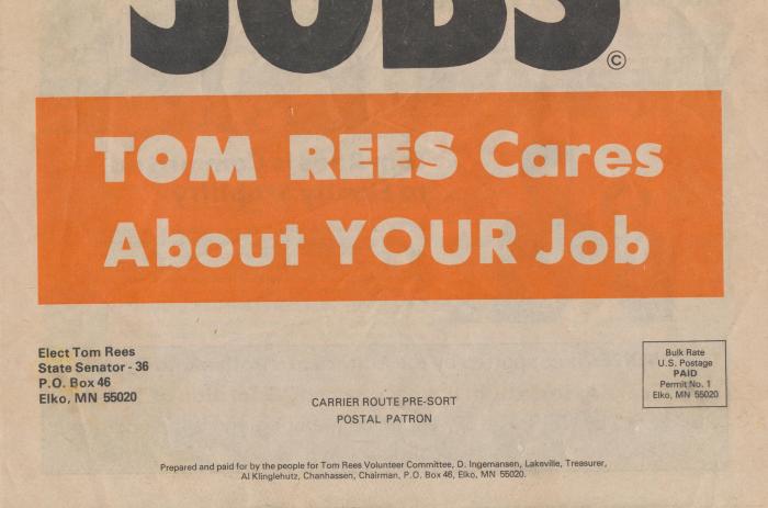 Advertisement for Tom Rees