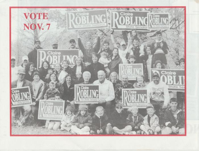 Political advertisement for Claire Robling