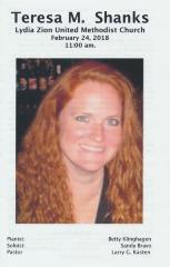 Prayer/memorial card for Teresa M. Shanks
